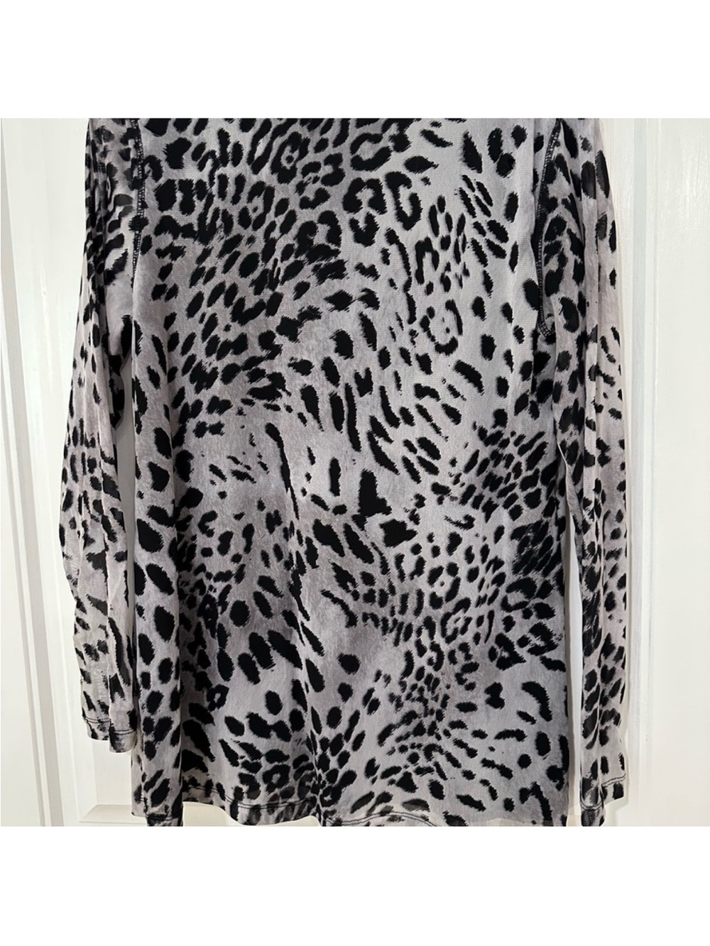 Chico's Gray and Black Long Sleeve Animal Print Tee